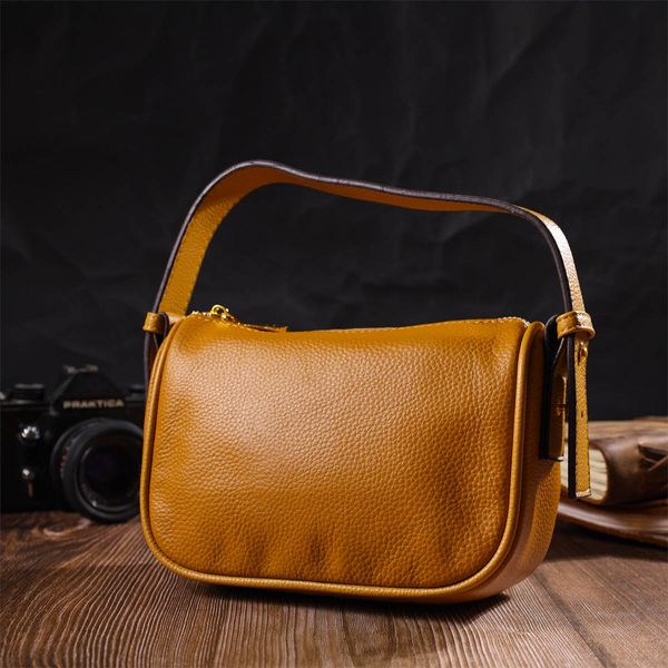 Красива сумка на плече крос-боді з натуральної шкіри 22100 Vintage Жовта 22100 фото