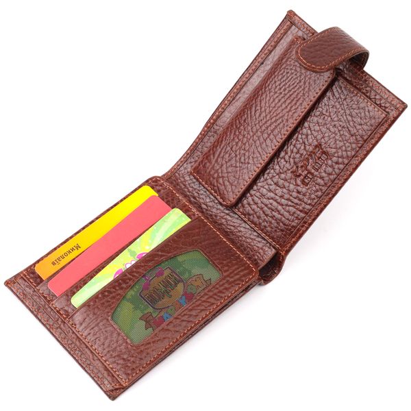 Зручний чоловічий гаманець з хлястиком із натуральної шкіри KARYA 21088 Світло-коричневий 21088 фото