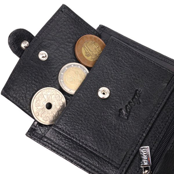 Відмінний чоловічий гаманець із фактурної шкіри KARYA 21038 Чорний 21038 фото