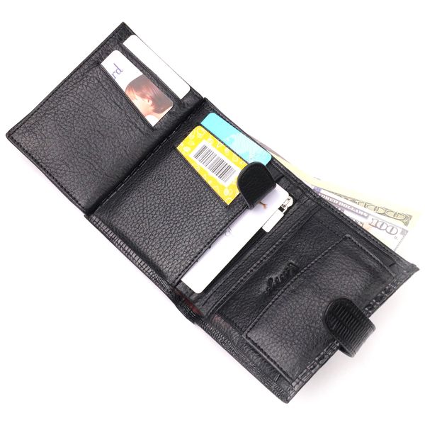 Відмінний чоловічий гаманець із фактурної шкіри KARYA 21038 Чорний 21038 фото