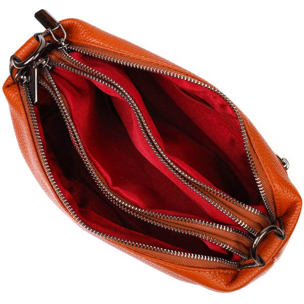 Чудова сумка на три відділення з натуральної шкіри 22138 Vintage Руда 22138 фото
