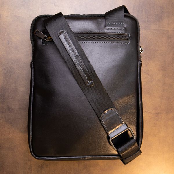 Чоловіча сумка планшет з накладною кишенею на блискавці в гладкій шкірі 11281 SHVIGEL, Чорна 46887 фото