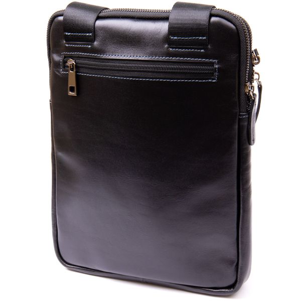 Чоловіча сумка планшет з накладною кишенею на блискавці в гладкій шкірі 11281 SHVIGEL, Чорна 46887 фото