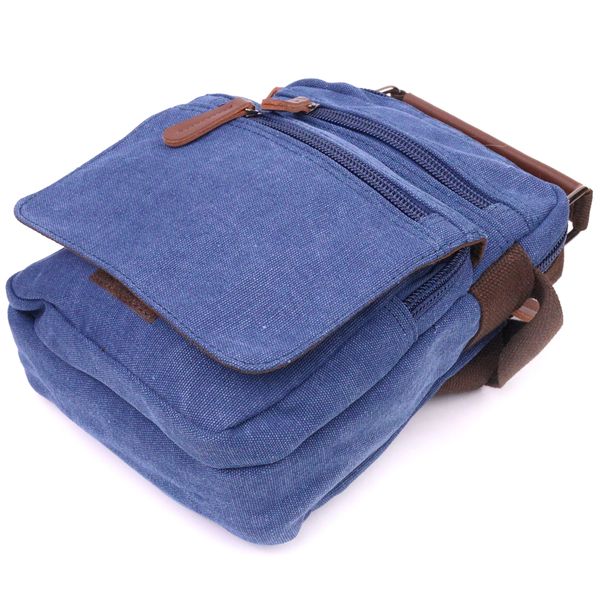 Відмінна чоловіча сумка із щільного текстилю 21228 Vintage Синя 21228 фото