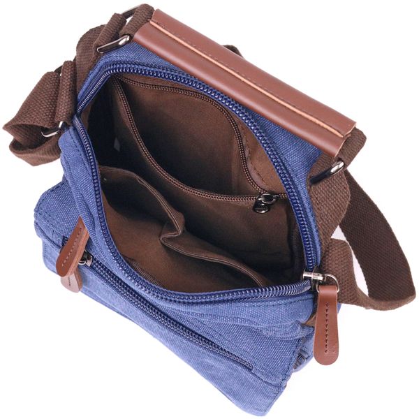 Відмінна чоловіча сумка із щільного текстилю 21228 Vintage Синя 21228 фото