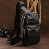 Компактная кожаная мужская сумка через плечо Vintage 20000 Черный 20000 фото