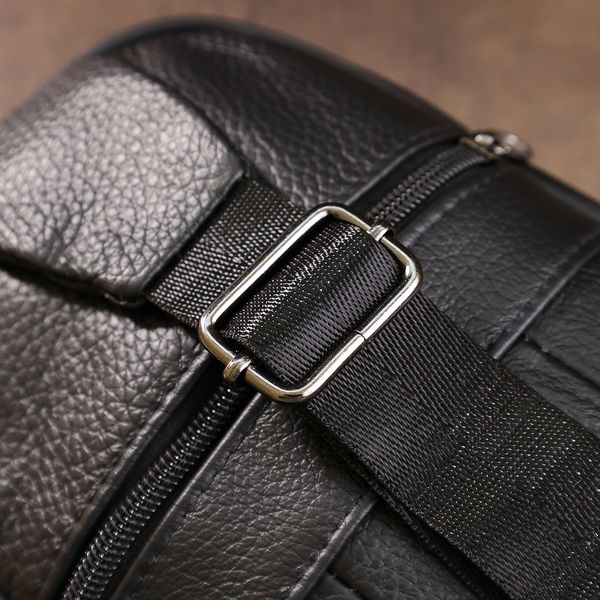 Компактна шкіряна чоловіча сумка через плече Vintage 20000 Чорний 20000 фото
