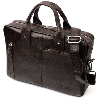 Надежная сумка-портфель на плечо KARYA 20874 кожаная Коричневый 20874 фото