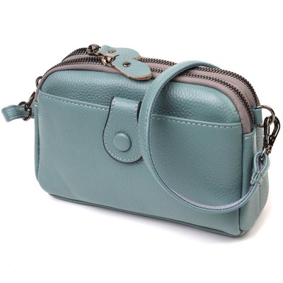 Модная сумка-клатч в стильном дизайне из натуральной кожи 22087 Vintage Серо-голубая 22087 фото
