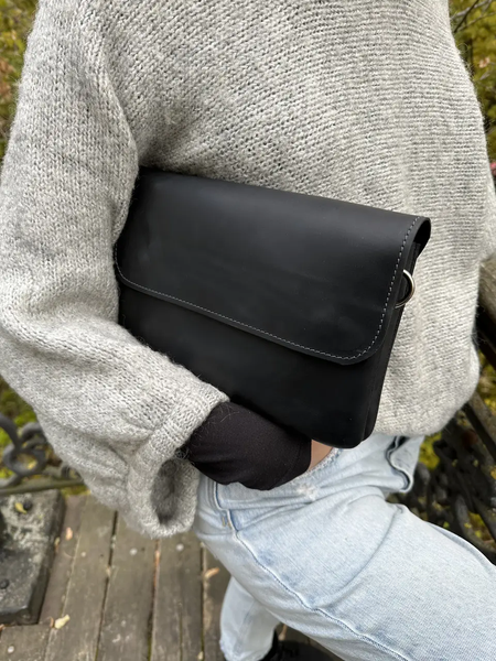 Жіноча шкіряна сумка клатч на 2 відділення SGE WV2 001 black чорна WV2 001 black фото