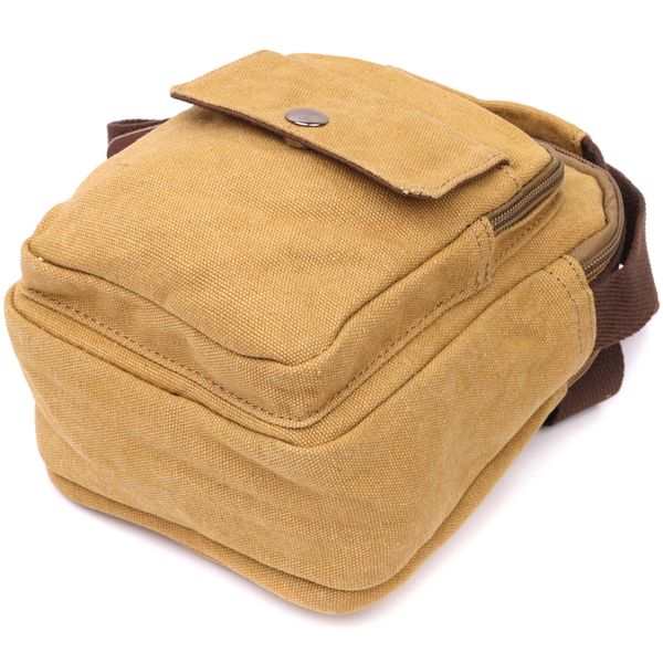 Отличная небольшая мужская сумка из плотного текстиля Vintage 22222 Песочный 20435 фото