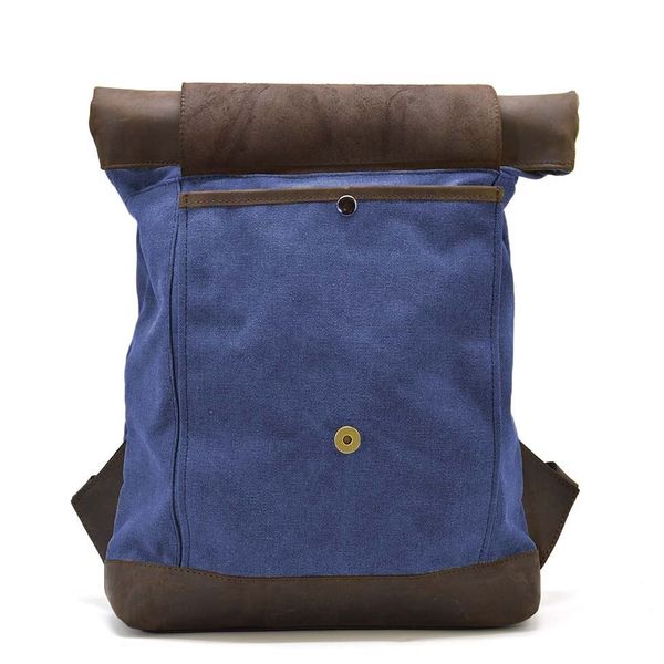 Рол-ап рюкзак зі шкіри та синій канвас TARWA RKc-5191-3md RKc-5191-3md  фото