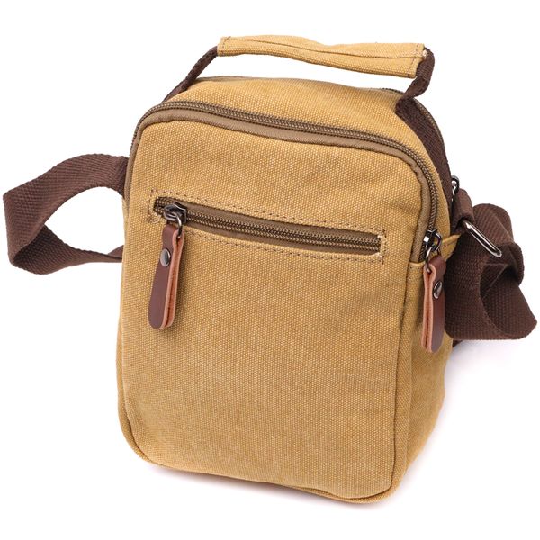 Отличная небольшая мужская сумка из плотного текстиля Vintage 22222 Песочный 20435 фото