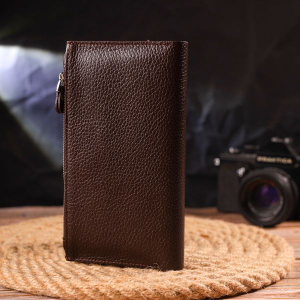 Стильний вертикальний жіночий гаманець з натуральної шкіри CANPELLINI 21642 Коричневий 21642 фото