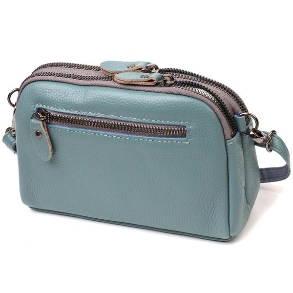 Модна сумка-клатч у стильному дизайні з натуральної шкіри 22087 Vintage Сіро-блакитна 22087 фото