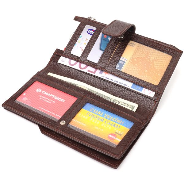 Стильний вертикальний жіночий гаманець з натуральної шкіри CANPELLINI 21642 Коричневий 21642 фото