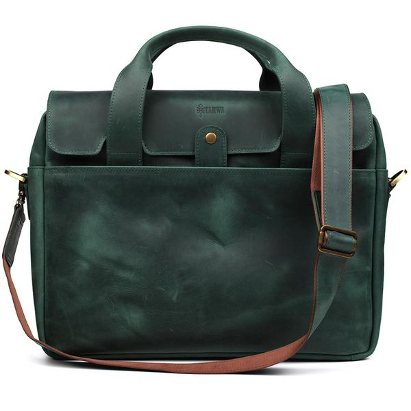 Мужская сумка-портфель из натуральной кожи зеленая RE-1812-4lx TARWA RE-1812-4lx фото