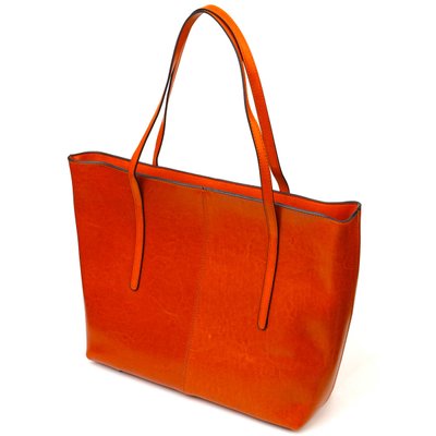 Стильная сумка шоппер из натуральной кожи 22096 Vintage Рыжая 56297 фото