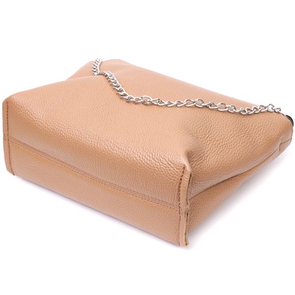 Лаконічна містка сумка для жінок з натуральної шкіри GRANDE PELLE 11696 Бежева 56502 фото
