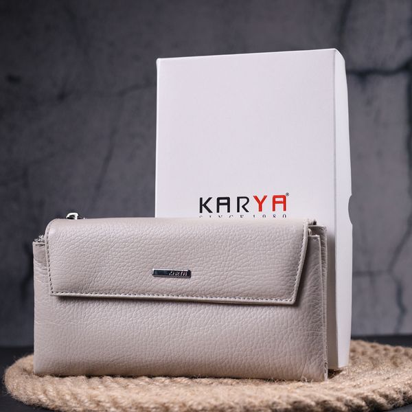 Функціональний жіночий гаманець з натуральної шкіри KARYA 21359 Бежевий 21359 фото