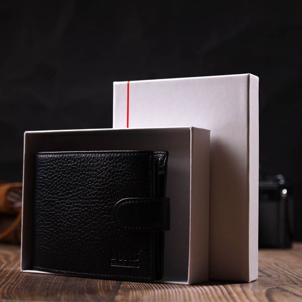 Компактний та водночас місткий гаманець для чоловіків з натуральної шкіри BOND 21996 Чорний 21996 фото