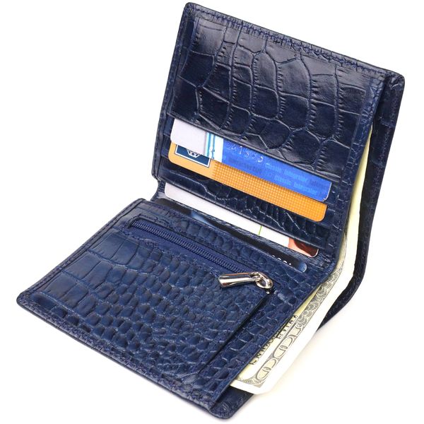 Необычное мужское портмоне из натуральной фактурной кожи CANPELLINI 21499 Синее 21499 фото