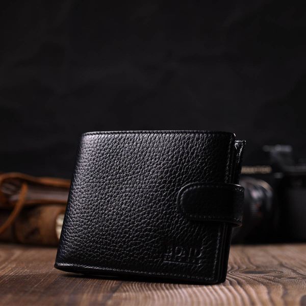 Компактний та водночас місткий гаманець для чоловіків з натуральної шкіри BOND 21996 Чорний 21996 фото