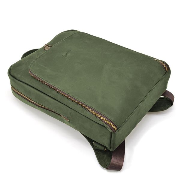 Шкіряний рюкзак для ноутбука 14" RE-1239-4lx TARWA зелена crazy horse RE-1239-4lx фото