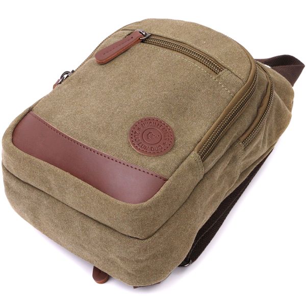 Чоловіча практична текстильна сумка через плече з ущільненою спинкою Vintagе 22174 Оливковий 56810 фото