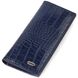 Красивий чоловічий вертикальний гаманець із натуральної шкіри з тисненням під крокодила CANPELLINI 21901 Синій 21901 фото 1