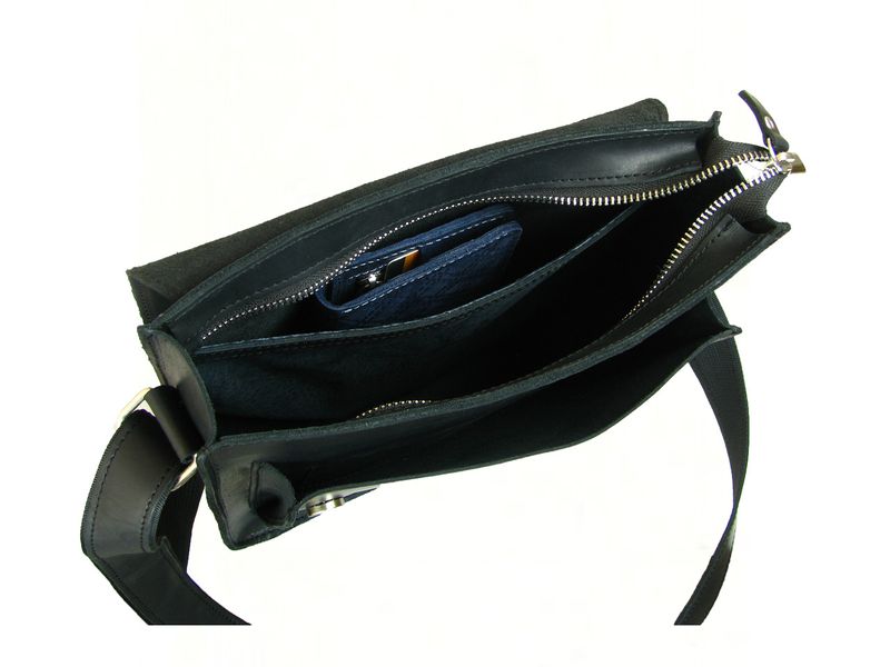 Чоловіча вмістка шкіряна сумка на плече SGE KL 002 black чорна KL 002 black фото