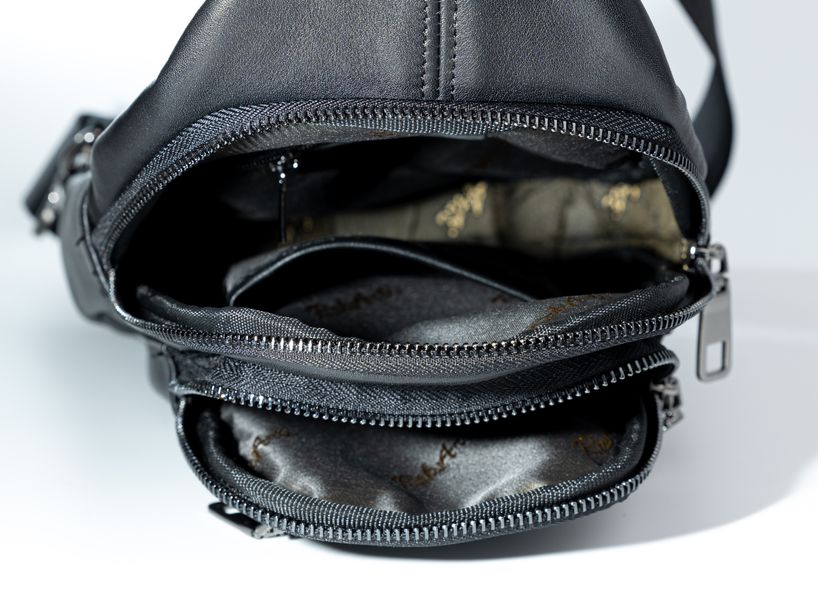 Кожаная мужская сумка на плечо слинг REK-185-Vermont черная REK-185-Vermont фото