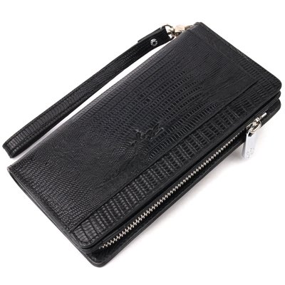 Сучасний гаманець-клатч із натуральної фактурної шкіри KARYA 21134 Чорний 21134 фото