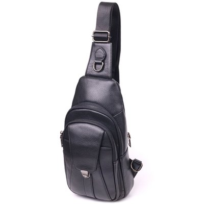 Интересная мужская сумка через плечо из натуральной кожи 21397 Vintage Черная 21397 фото