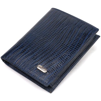 Чоловічий гаманець з натуральної шкіри вертикального формату з тисненням CANPELLINI 21752 Синій 21752 фото