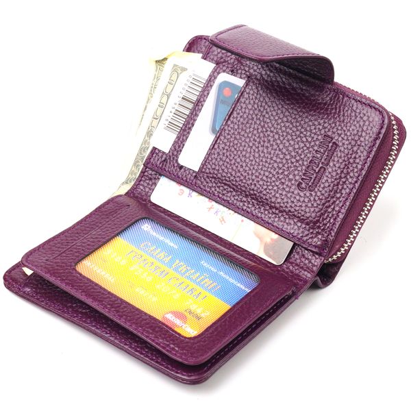 Практичний вертикальний портмоне для жінок з монетницею на блискавці з натуральної шкіри флотар CANPELLINI 21601 Фіолетовий 21601 фото