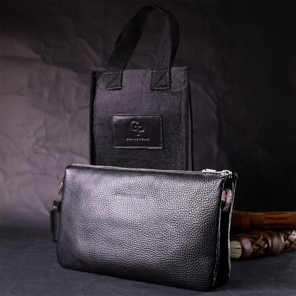 Удобный женский клатч из натуральной зернистой кожи GRANDE PELLE 11697 Черный 56503 фото