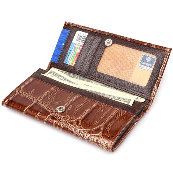 Незвичайний жіночий гаманець із натуральної фактурної шкіри CANPELLINI 21652 Коричневий 21652 фото