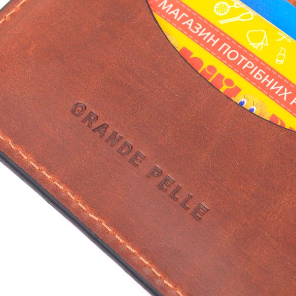 Практичная обложка на автодокументы в винтажной коже Украина GRANDE PELLE 16706 Светло-коричневая 16706 фото