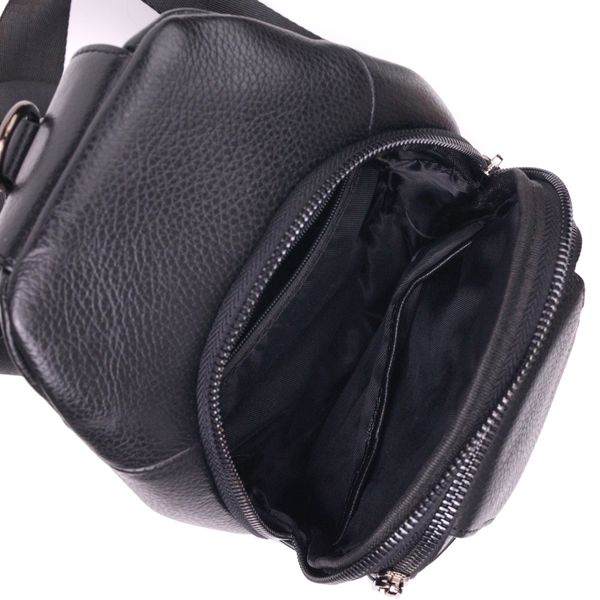 Цікава чоловіча сумка через плече з натуральної шкіри 21397 Vintage Чорна 21397 фото