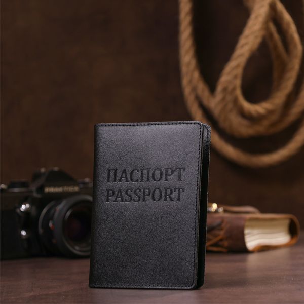 Шкіряна обкладинка на паспорт з написом SHVIGEL 13977 Чорна 13977 фото