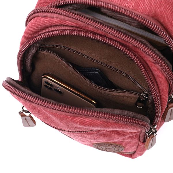 Чоловіча стильна сумка через плече з ущільненою спинкою Vintagе 22175 Бордовий 56811 фото