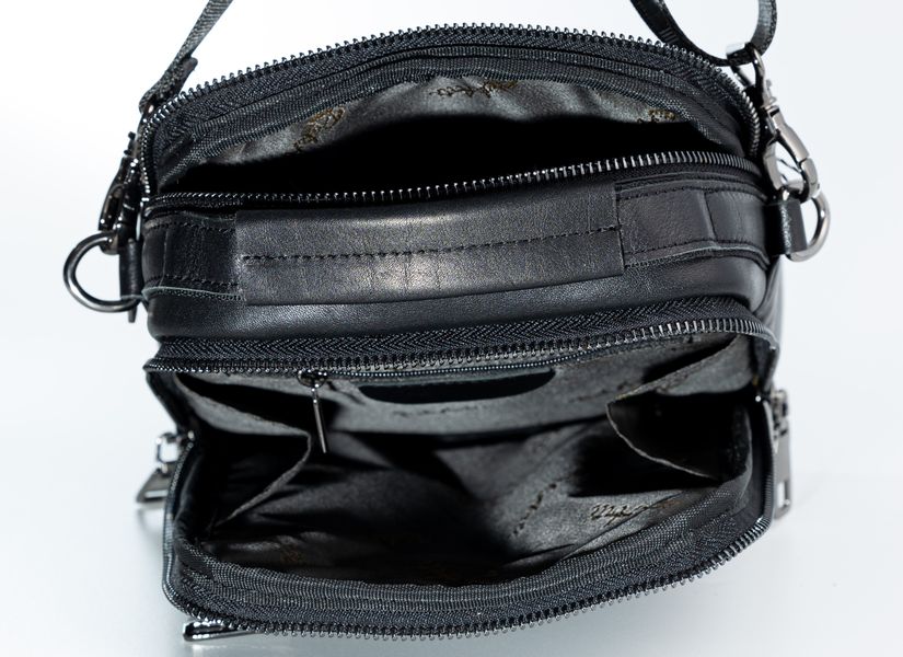 Небольшая барсетка - мужская сумка на плечо из натуральной кожи REK-119 Vermont черная REK-119 Vermont фото