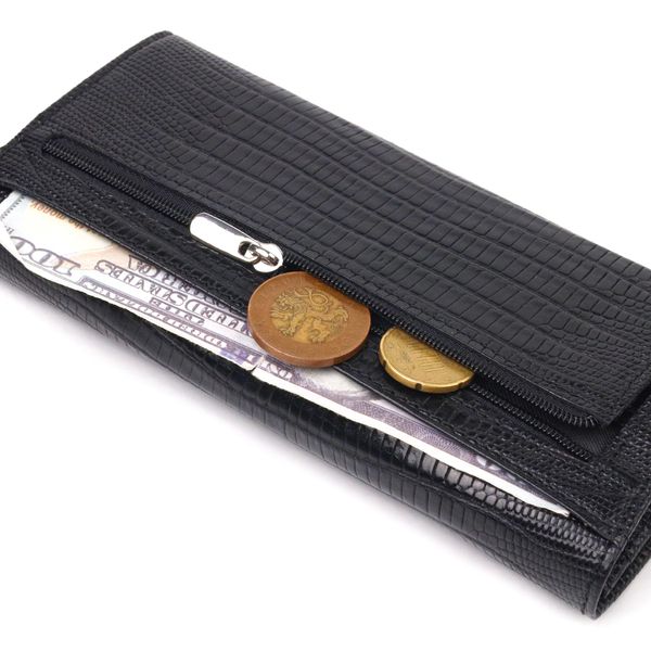 Відмінний фактурний горизонтальний жіночий гаманець з натуральної шкіри CANPELLINI 21653 Чорний 21653 фото