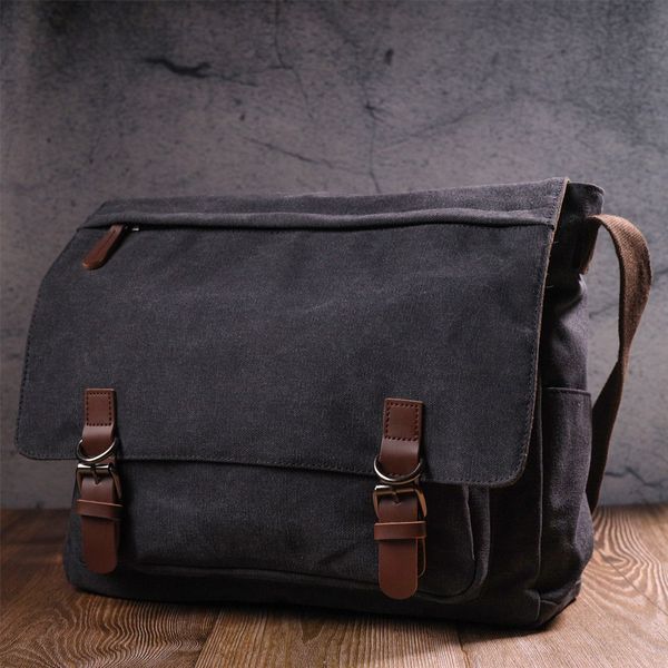 Чоловіча сумка для ноутбука з текстильним клапаном 21240 Vintage Чорна 21240 фото