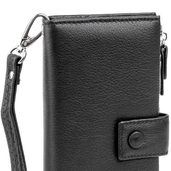 Оригінальний гаманець шкіряний жіночий на хлястику з кнопкою ST Leather 19280 Чорний 19280 фото