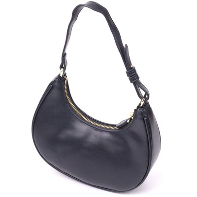 Модная женская сумка-хобо из натуральной гладкой кожи 21288 Vintage Черная 21288 фото