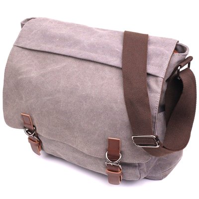 Вместительная горизонтальная мужская сумка для ноутбука из текстиля 21241 Vintage Серая 21241 фото