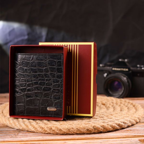 Оригинальное мужское портмоне из натуральной фактурной кожи CANPELLINI 21502 Черное 21502 фото