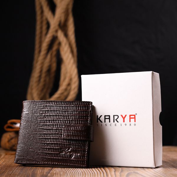Практичний чоловічий гаманець із фактурної шкіри KARYA 21036 Коричневий 21036 фото